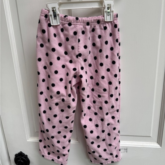 Simple Joys by Carter's 4T Girls Pink and Black Polka Dot Fleece Pajama Bottoms - Picture 3 of 4